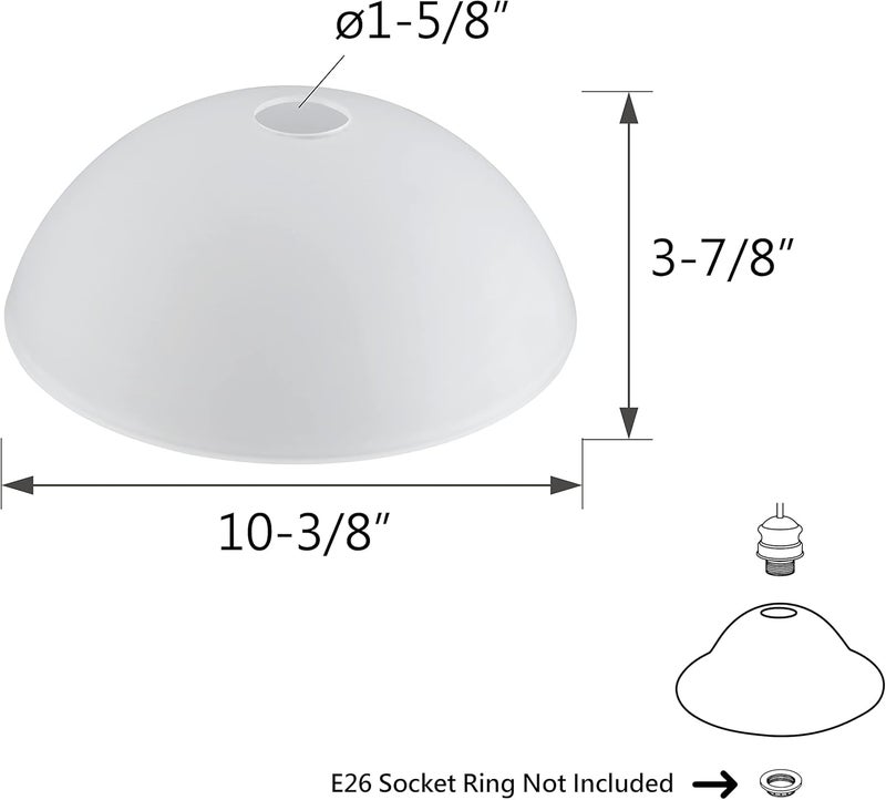 Aspen Creative 23518-11, Frosted Replacement Glass Shade for Medium Base Socket Torchiere Lamp, Swag Lamp and Pendant & Island Fixture, 10-3/8" Diameter x 3-7/8" Height - Image 3